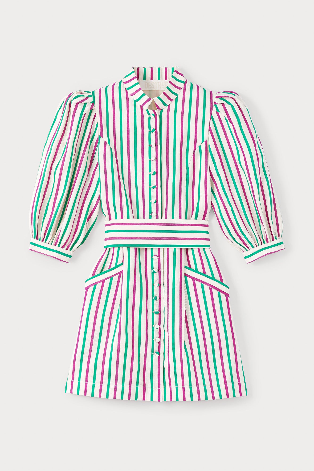 RUBY & GREEN Striped Puff Sleeve Dress