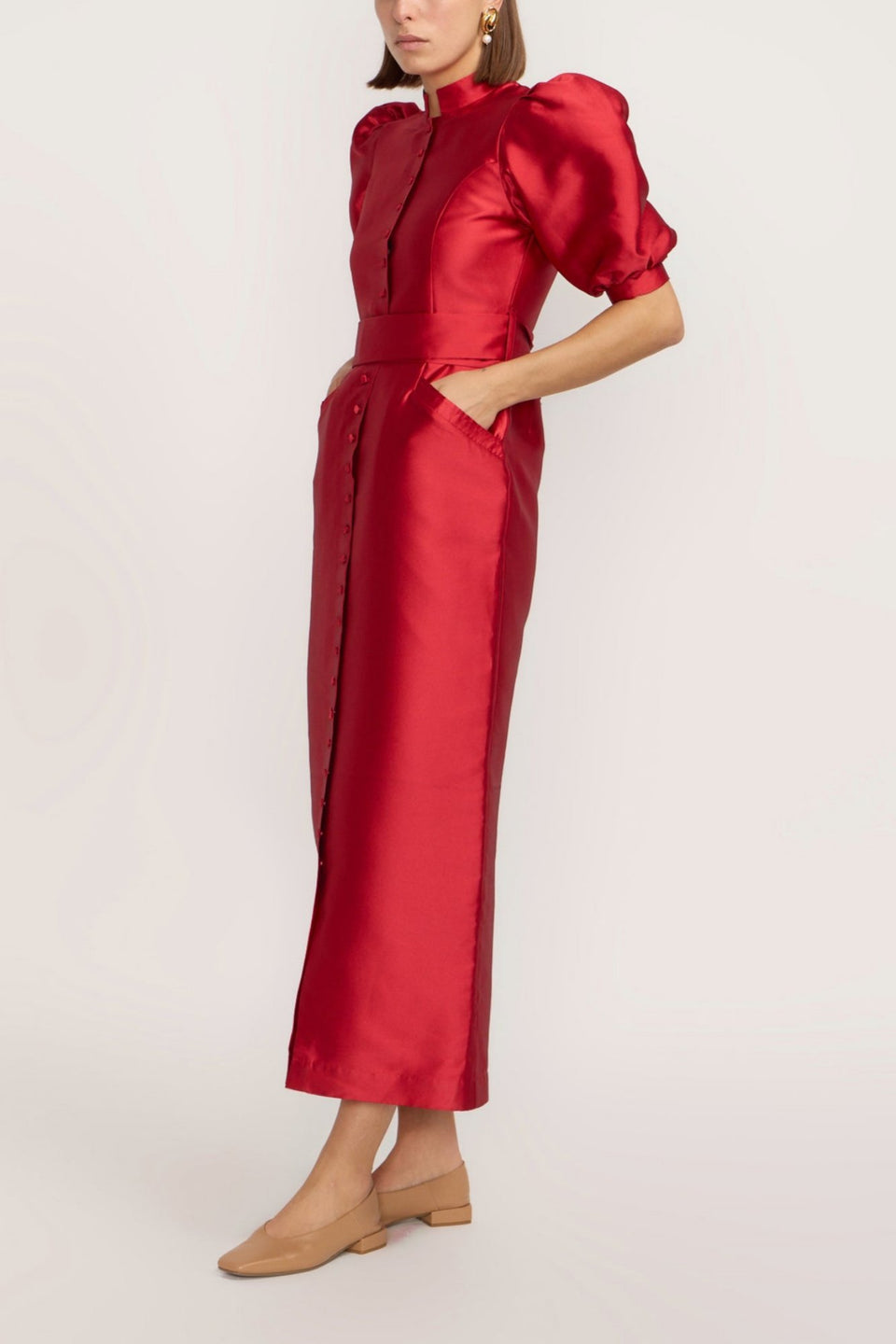 open lace back dress Luxury Red Velvet Long Sleeve Bridesmaid Dress
