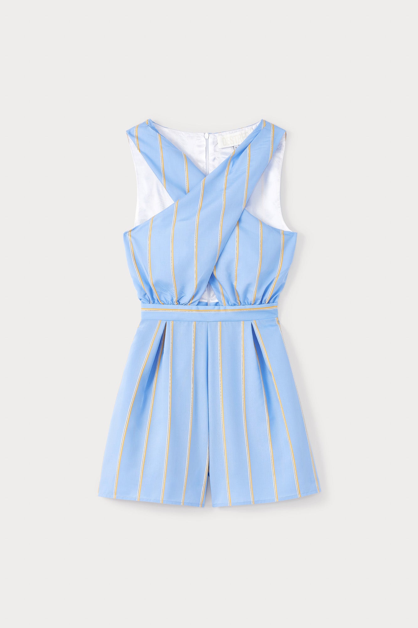 Blue and Yellow Striped Cross-Front Playsuit