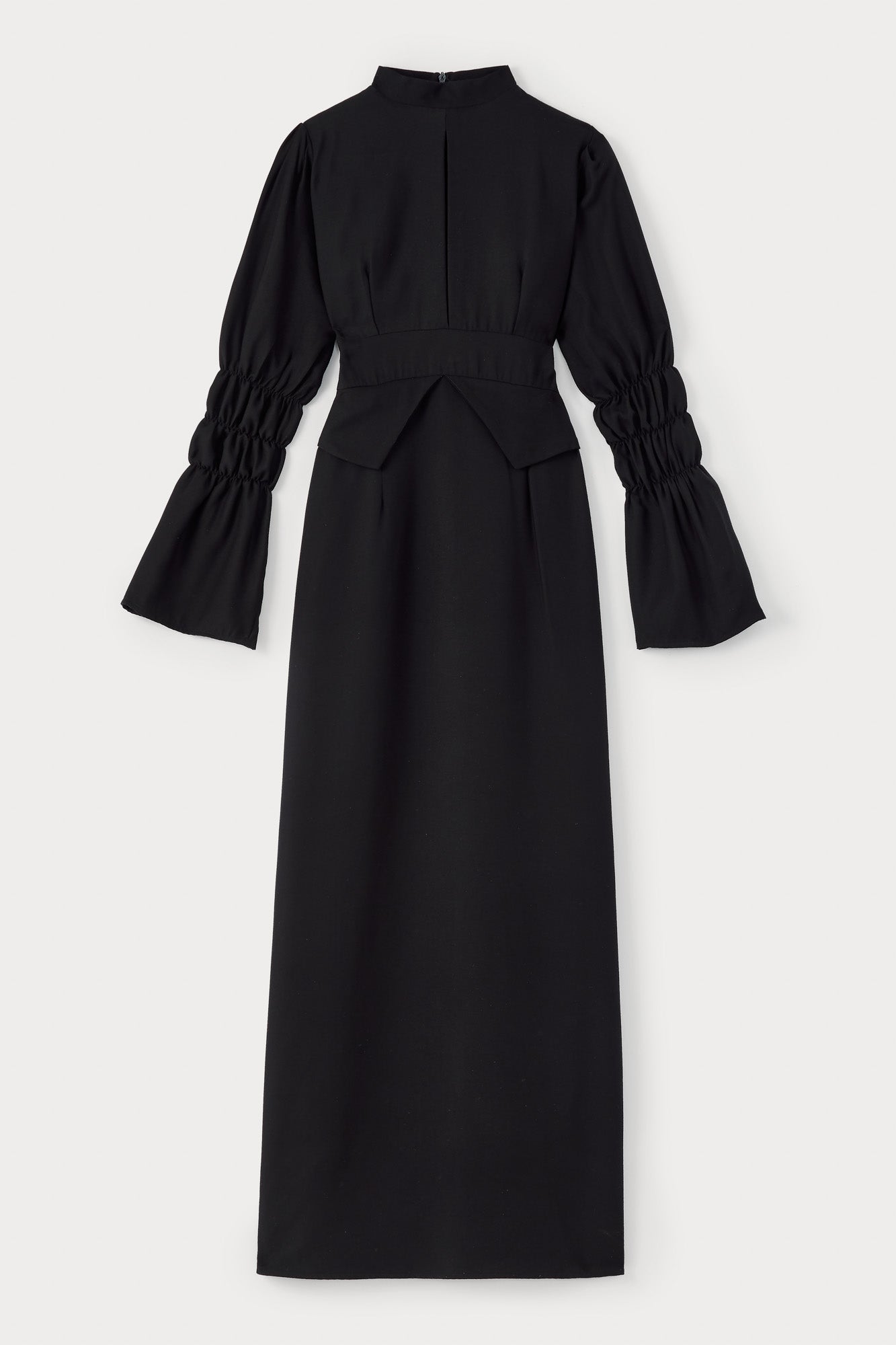 Soft Black Maxi Dress with Gathered Sleeves
