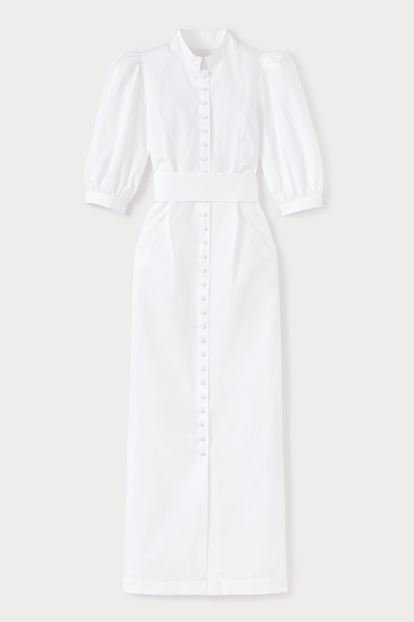 White Poplin Puff Sleeve Maxi Dress