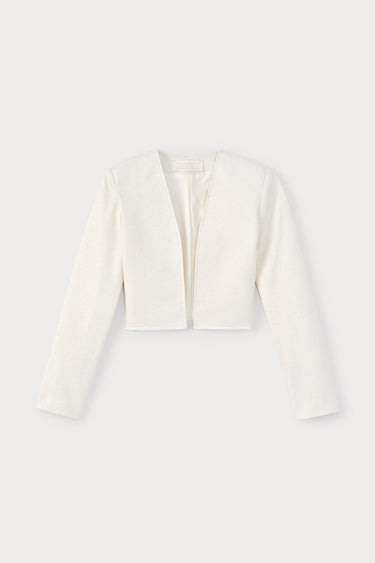 Ecru jacquard cropped jacket