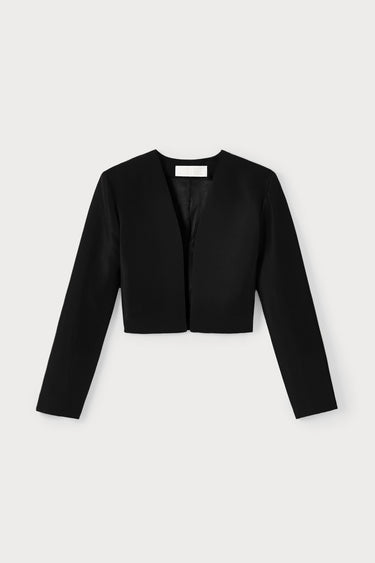 Cropped satin jacket - Black
