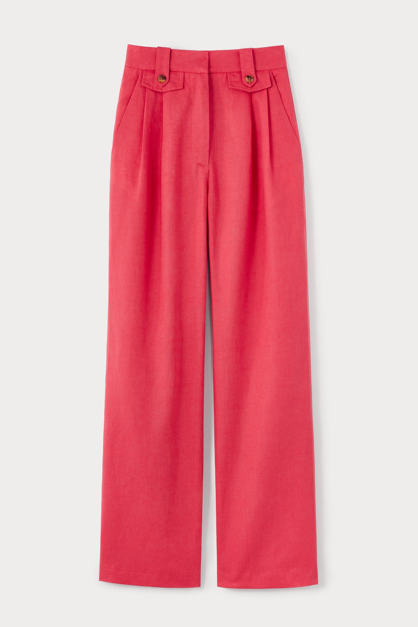 PINK High-Waisted LINEN Trousers