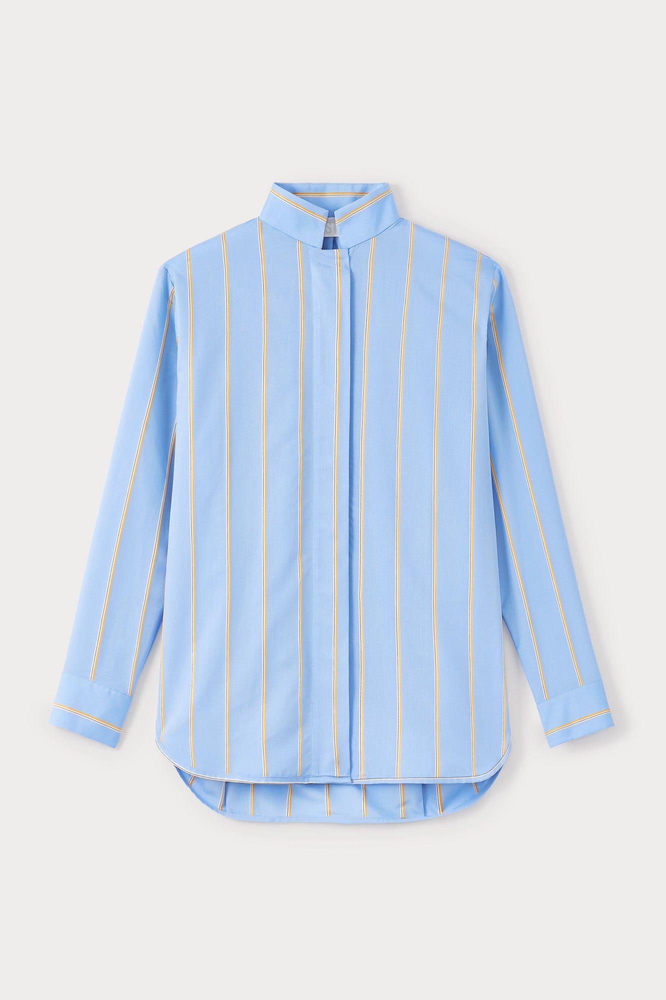 Yellow and Blue Striped Button-Up Shirt