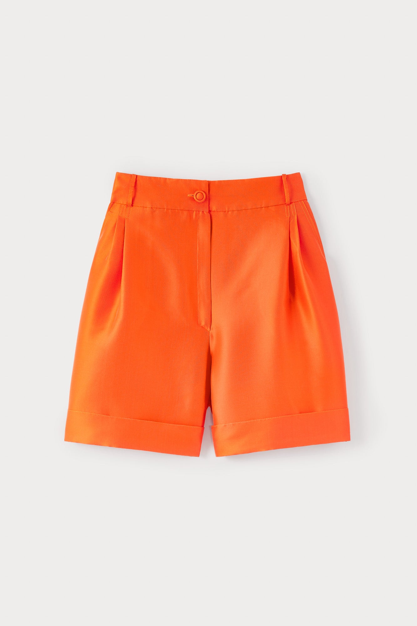 Orange High-Waisted Satin Shorts