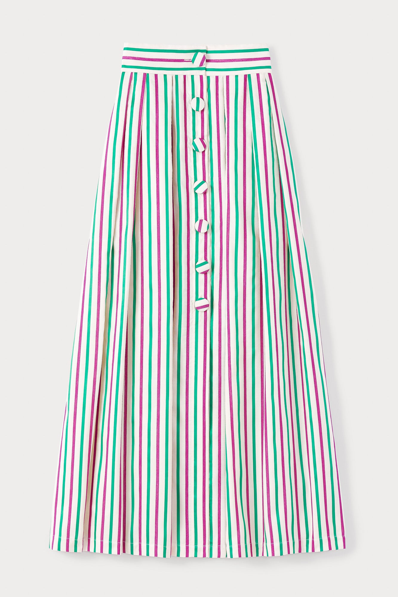 d'estrëe paris RUBY & GREEN Striped Maxi Skirt with Button Detail
