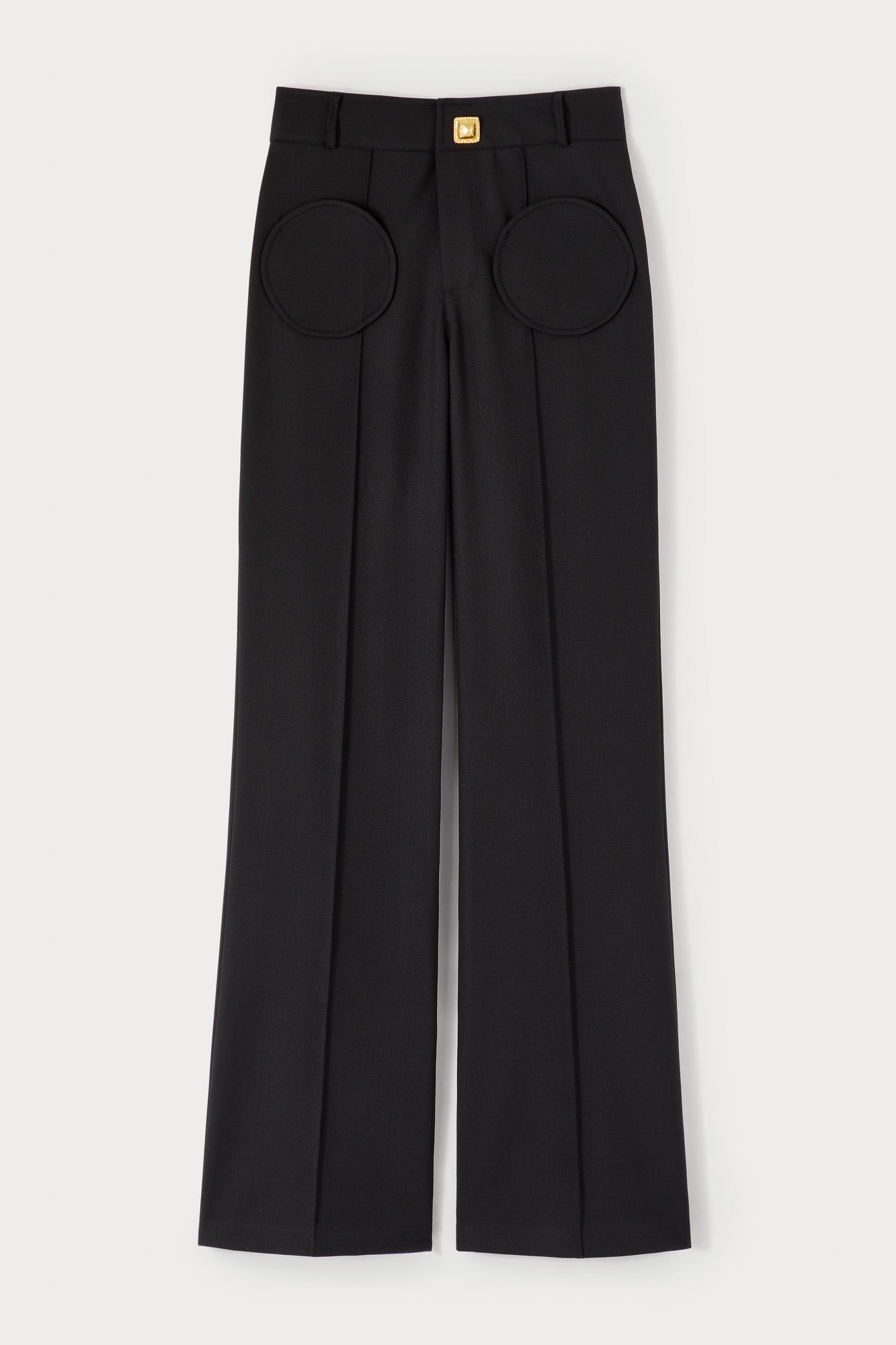d'estrëe paris Tailor Gold Black Flutter Flared Pants with Circular Pockets