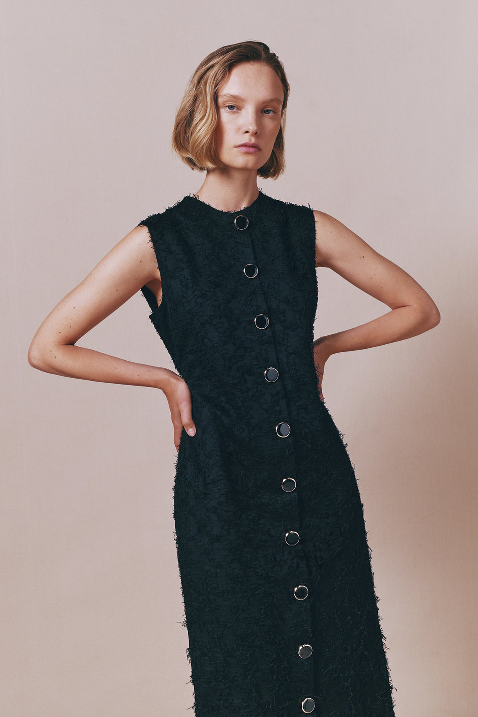 white christmas dresses Marcella | Sleeveless Minna Dress in Black | Women's Size 2XL | European Poplin Cotton main image 0
