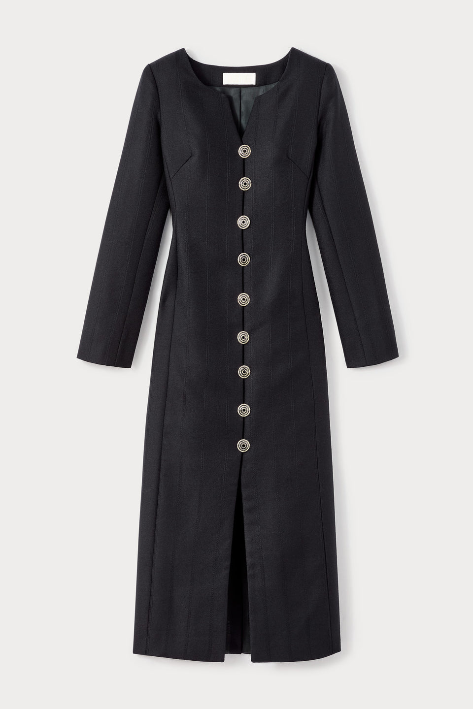 black long button down dress Long-sleeve with refined details Formal Dresses Little Rock fabric_color_red_patent Hand Wash Cold Color:Champagne Multi