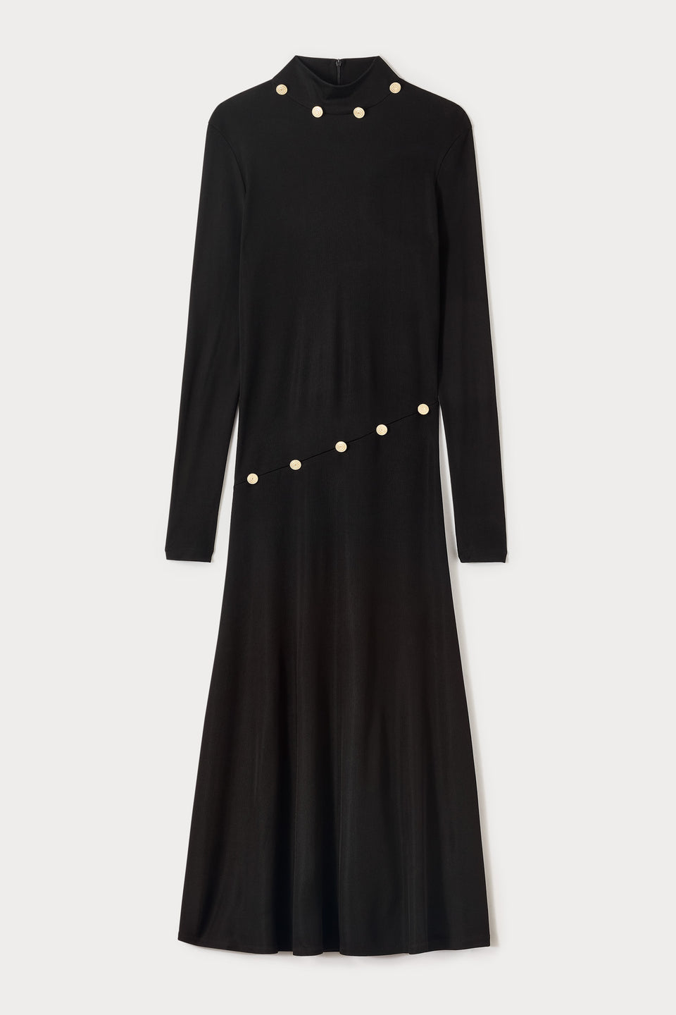 Black long-sleeve dress with button details – DESTREE