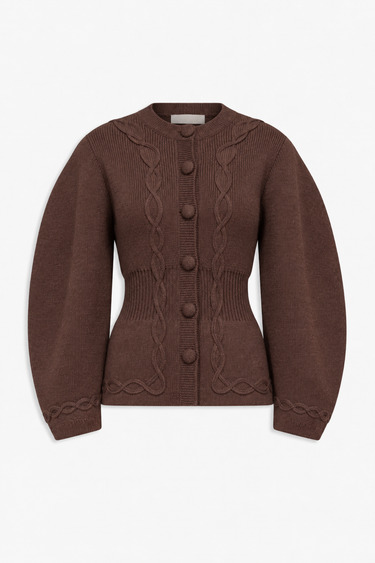 Adrian wool knit jacket — Brown