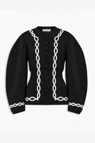 Adrian wool knit jacket — Black and white