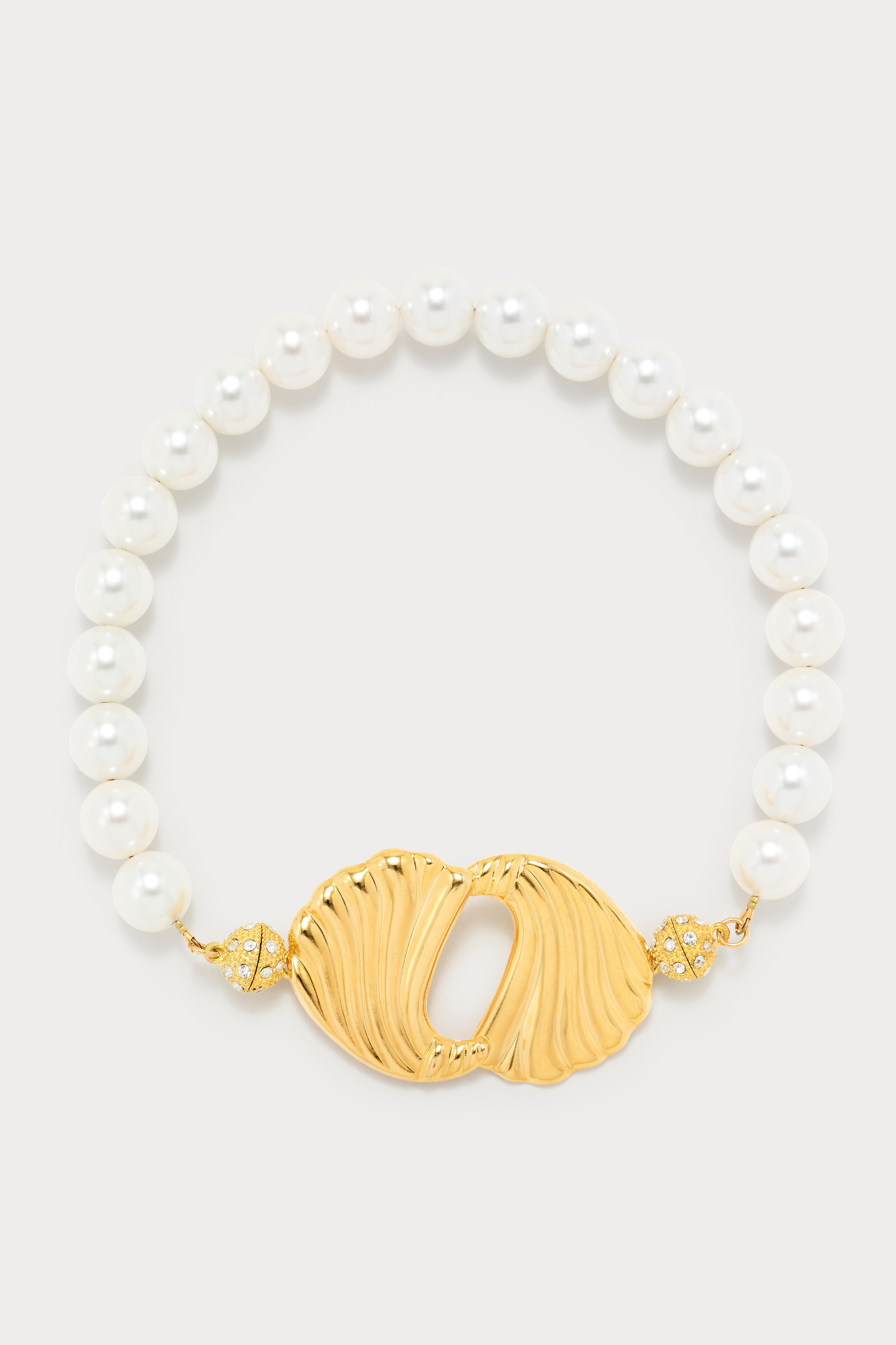 d'estrëe paris White Beaded Choker with Gold Centerpiece