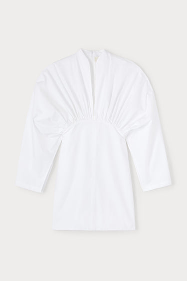 Popelin voluminous sleeved mini dress - White