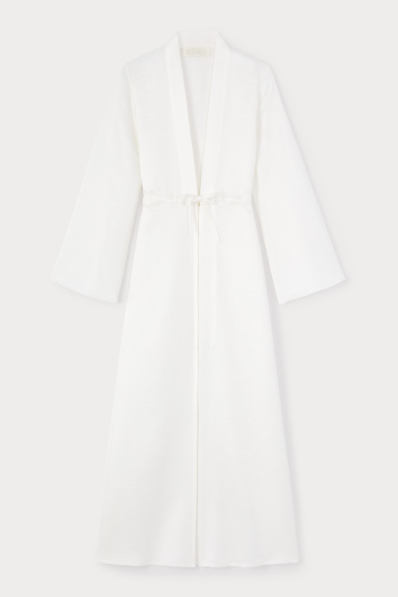 d'estrëe paris White Belted Long Dress with Bell Sleeves
