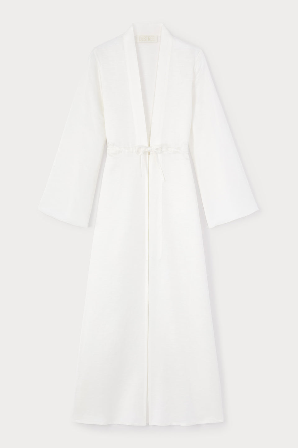 White belted long dress with bell sleeves – DESTREE