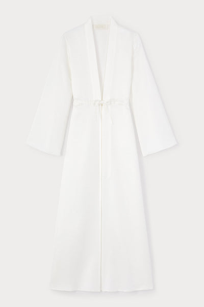 White belted long dress with bell sleeves – DESTREE