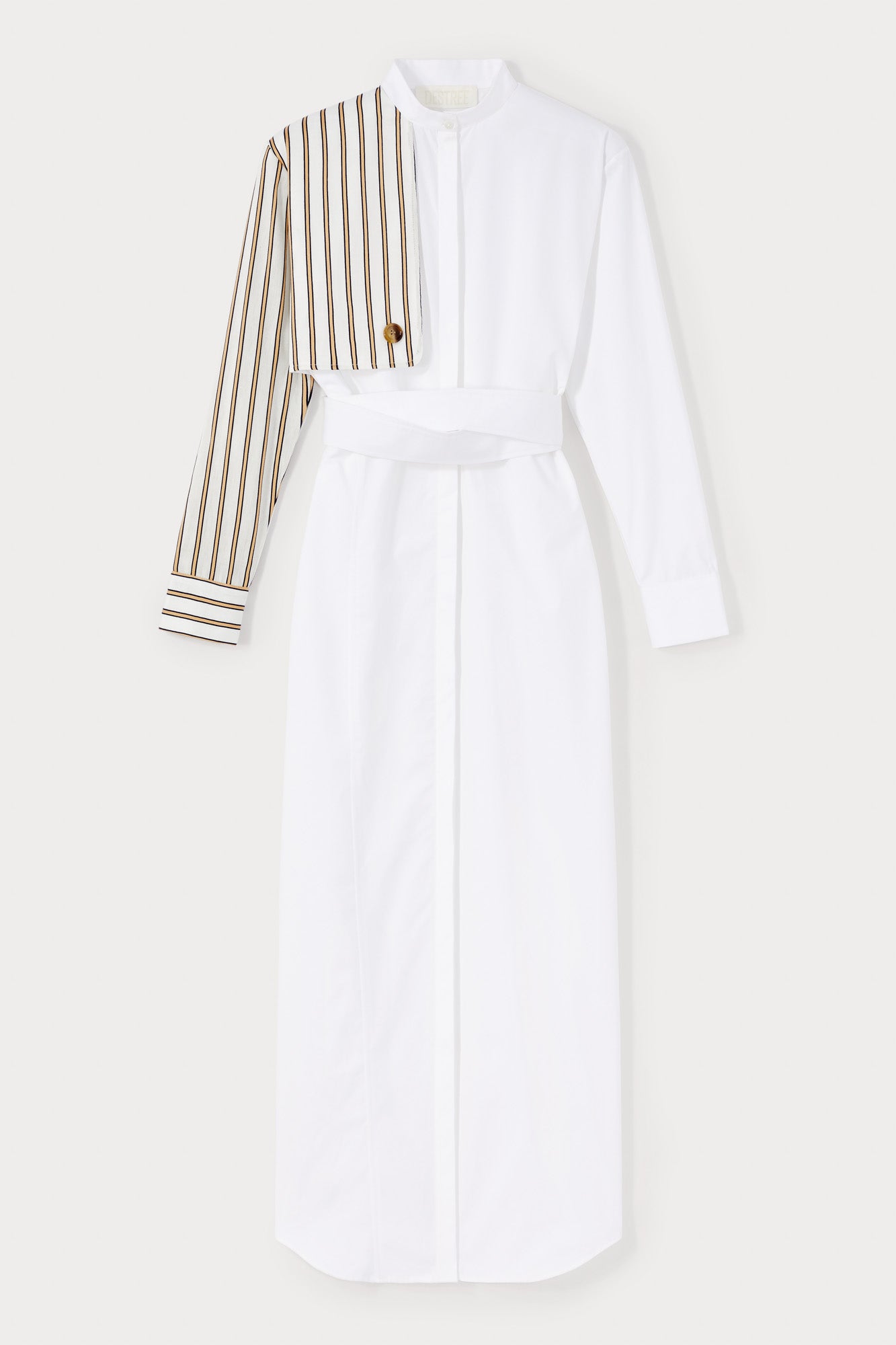 d'estrëe paris White and striped asymmetrical shirt dress