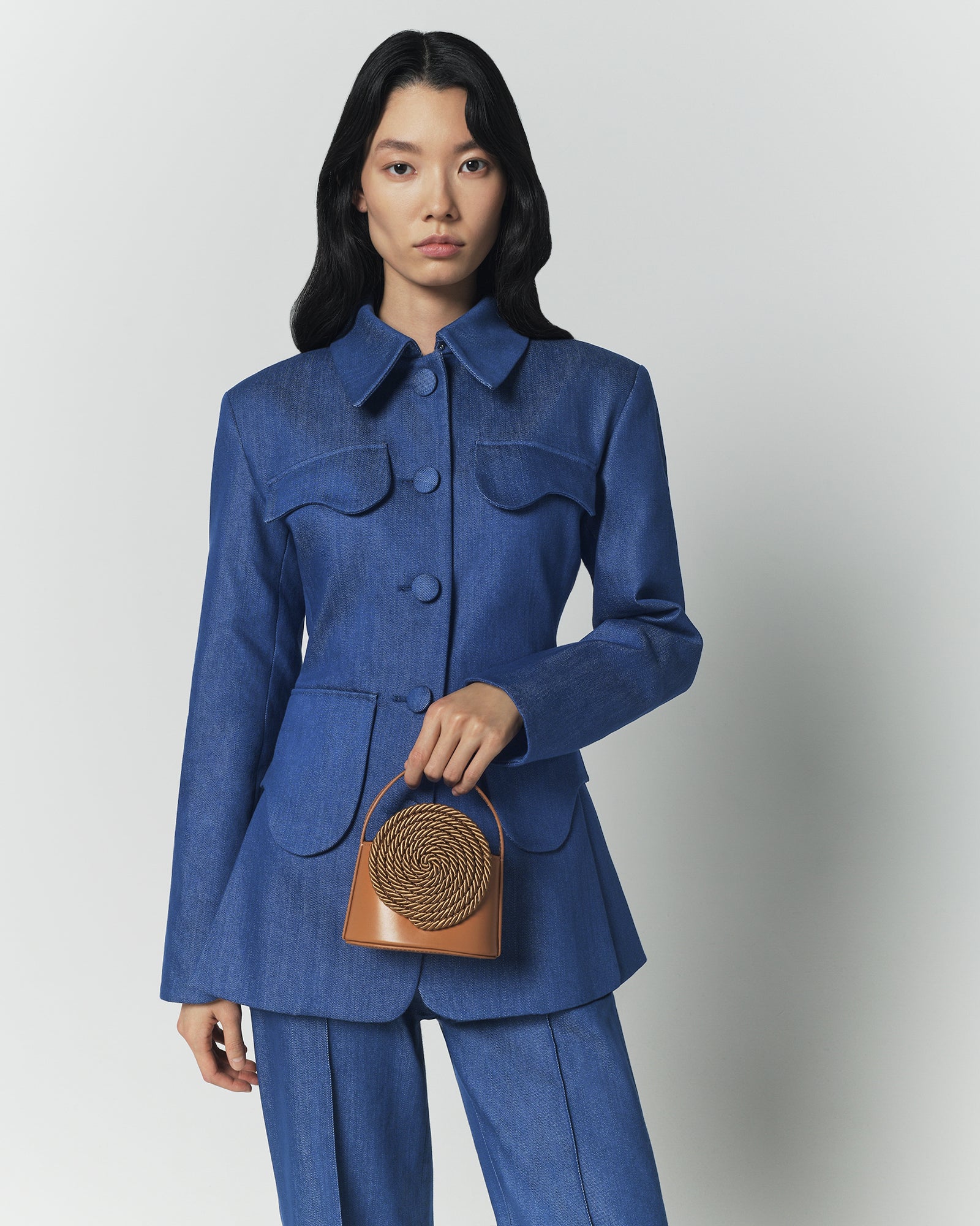 Destree Jacket Blue denim utility button-front jacket – DESTREE