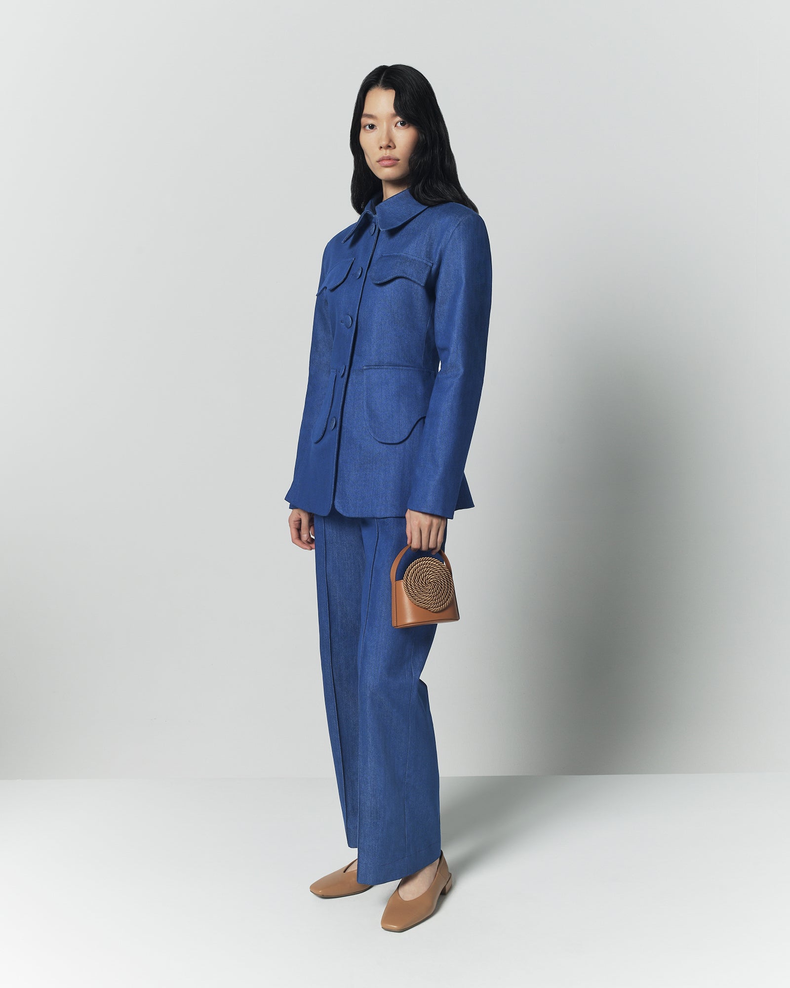 Destree Jacket Blue denim utility button-front jacket – DESTREE