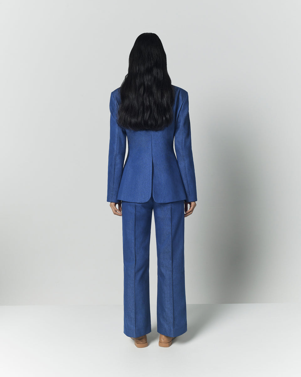 denim dress pants straight - Blue RETAILBFCM 24% polyester and 1% Color:Teal Blue Azazie A-Line Cowl Neck