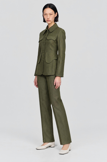 Yoshitomo denim straight trousers — Khaki