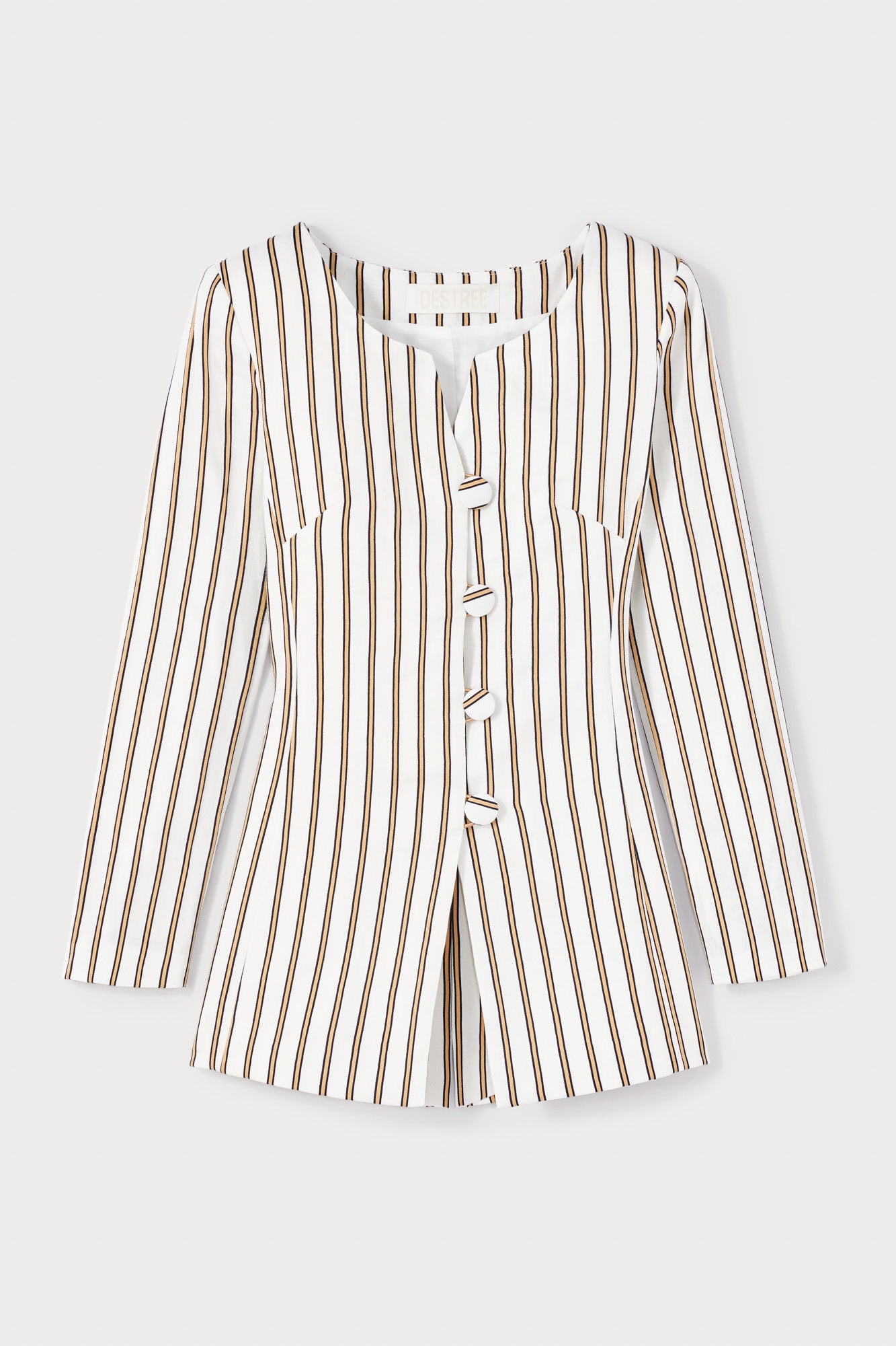 d'estrëe paris WHITE AND BROWN Striped Blouse