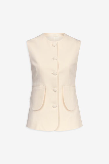 Denim ecru button-front vest