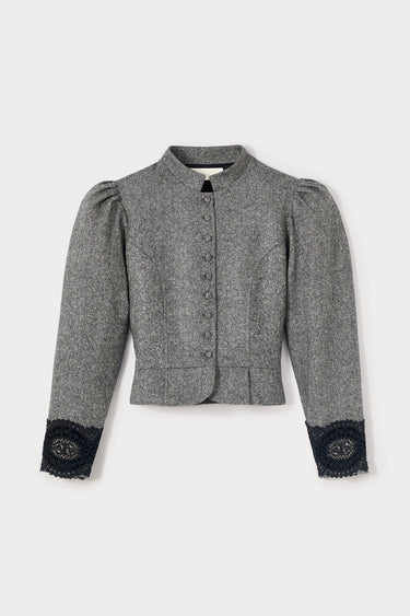Grey flannel puff sleeves jacket
