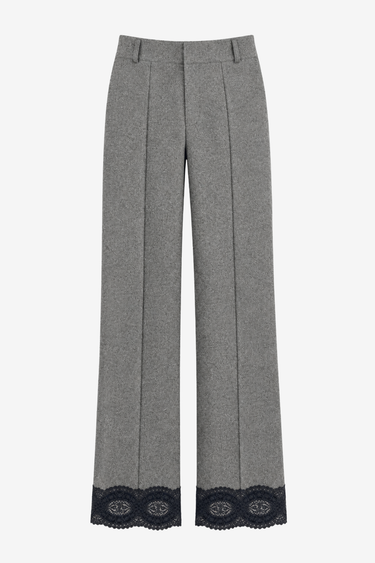 Pantalon droit Yoshitomo en flanelle — Gris