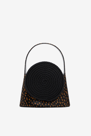 Gunther Bag in Spotted Calfskin with Passementerie — Black & Beige
