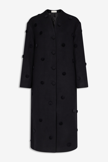 Maelle wool long coat — Black