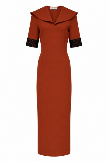 Long tailored dress - Rust