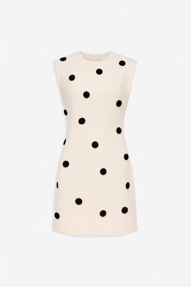 Dress — Ecru with black velvet dots