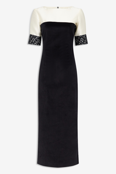 Amina Smart Velvet silk-blend dress — Black and white