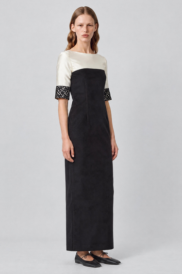 Amina Smart Velvet dress — Black and white