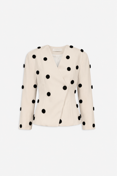 Velvet polka dots jacket - Ecru & Black