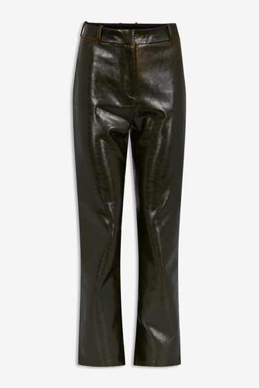 Talia Coated Pants — Moss