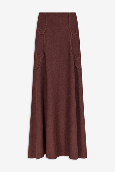 Kara Loop Merino Wool Knit Skirt — Brown