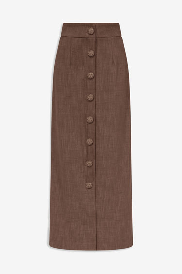 Long buttoned skirt - Brown