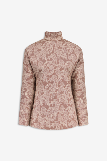 Long-Sleeve Top – Brown Paisley
