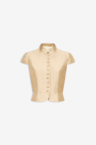 Beige satin sleeveless jacket
