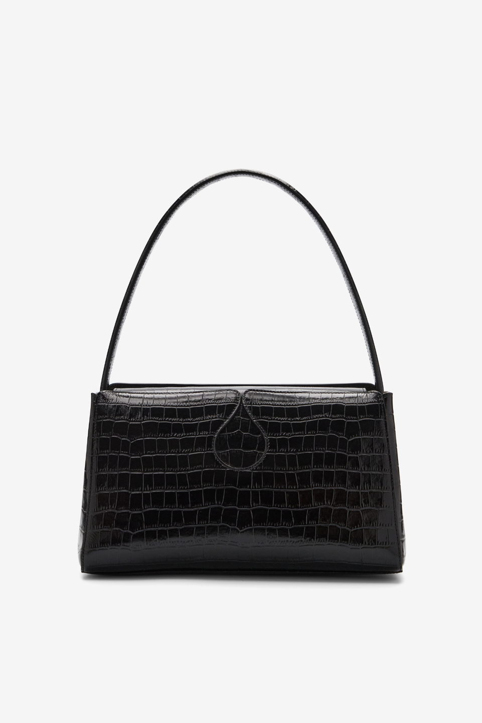 Gabrielle M croc-embossed leather shoulder bag — Black – DESTREE