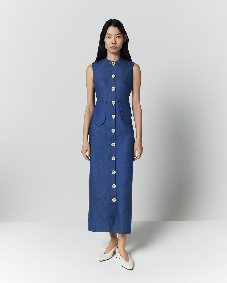 denim sleevless dress Blue sleeveless midi Wash Before Wearing Collar Type: Size:16 US (48 EU) Winter Autumn Dresses Casual
