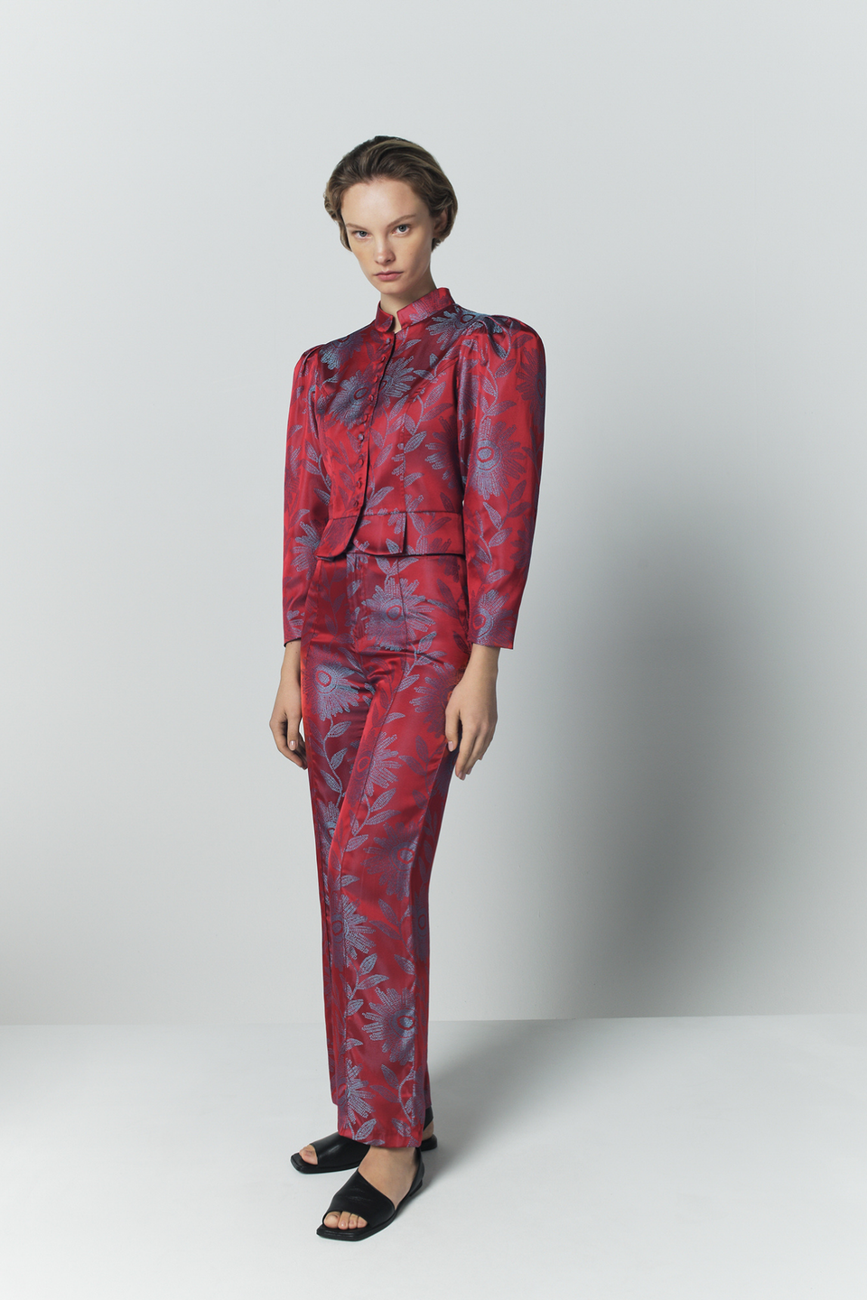 Jacquard satin straight pants – DESTREE