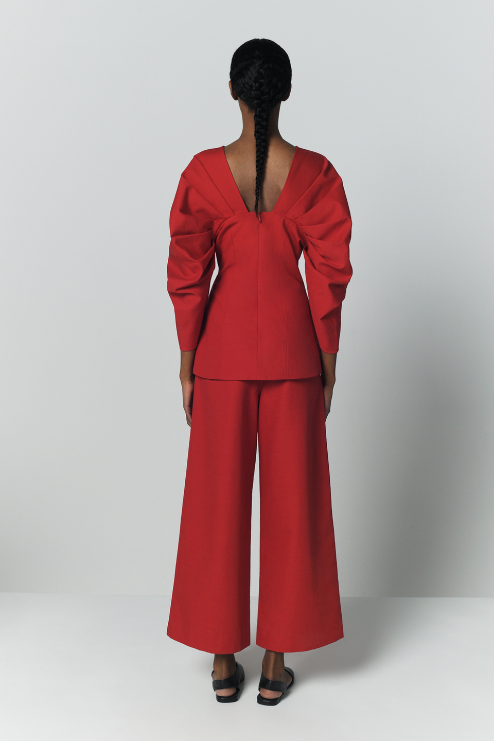 red dress trousers Red cotton tailored pants