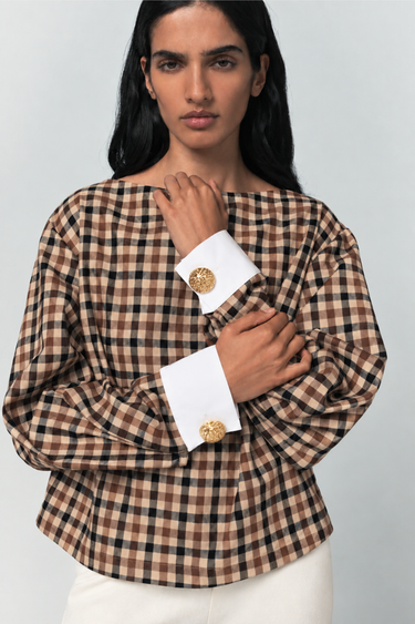 Calo checked top — Camel
