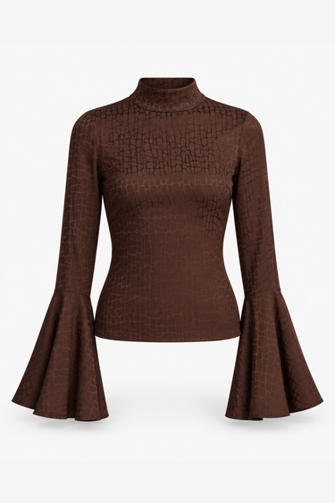 Elvira Snake Top — Dark Brown