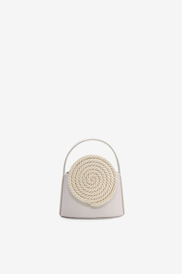 Mini leather bag with passementerie details - Ivory